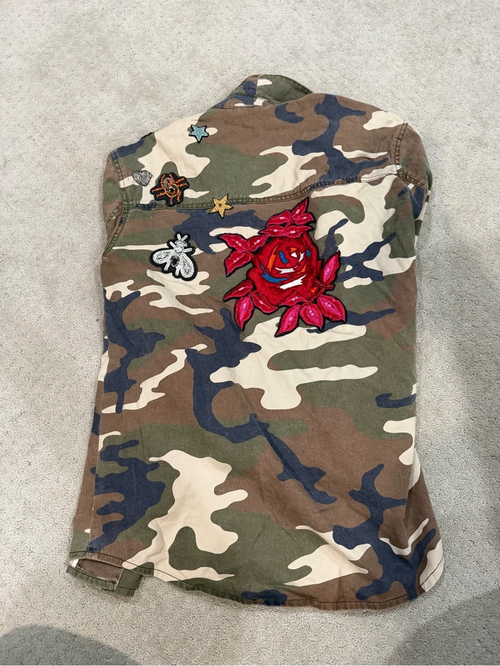 cinq a sept Camo Utility Jacket with Embroidered Patches - Picture 2 of 6